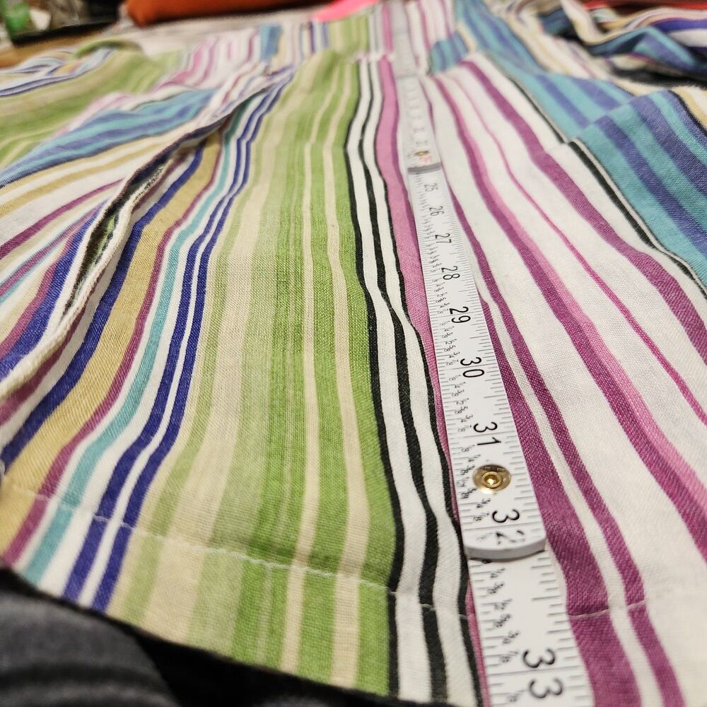 Chicos Linen Dress Size 1 (Small) Striped Pattern Front Buttons - Picture 6 of 12